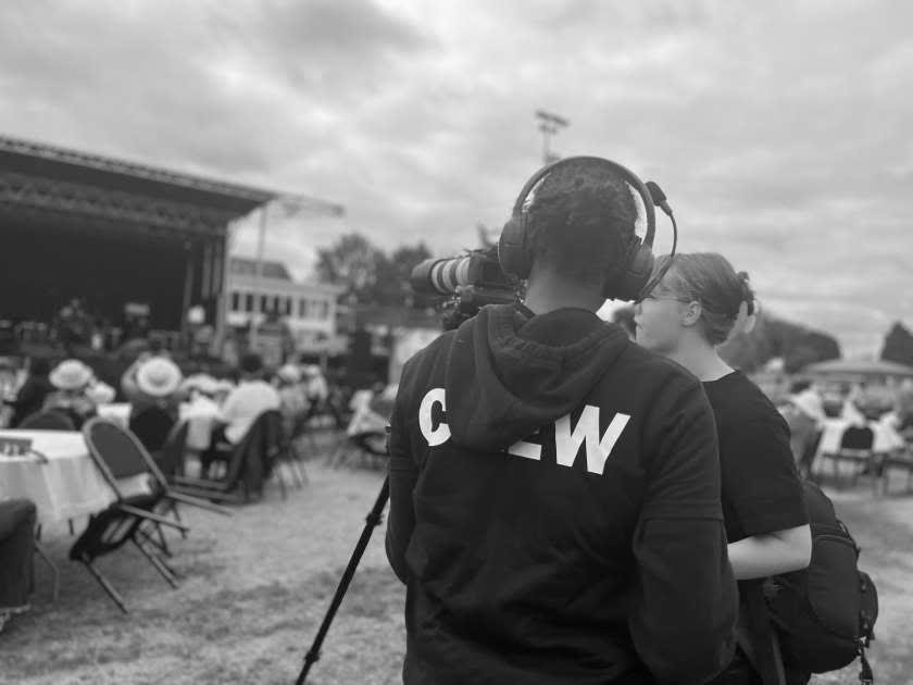 MagRose youth on location during a community production