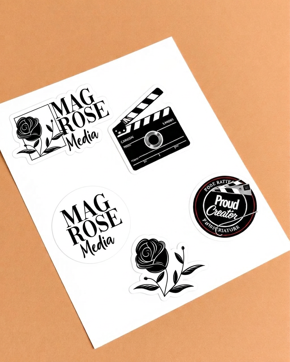 Sheet of MagRose vinyl stickers